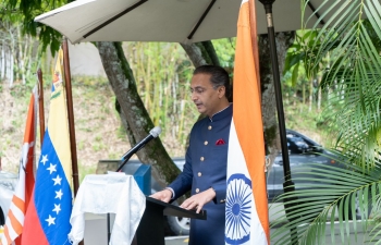 Amb. Abhishek Singh delivered the keynote address at the 'Centro Gandhi' in Caracas on the occasion of the 153rd Birth Anniversary of Mahatma Gandhi